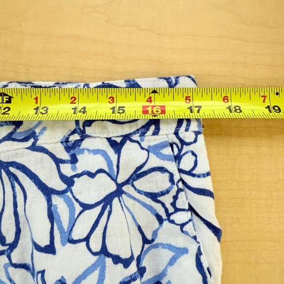 Martha Stewart Women 100% Linen Pull-on Wide Leg Floral Blue/White Pants XL NWOT - Picture 7 of 10